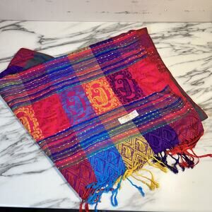 Pashmina‎ 100% Pashmina 68" x 27” Colorful Art To Wear Fringed Shawl Scarf Boho